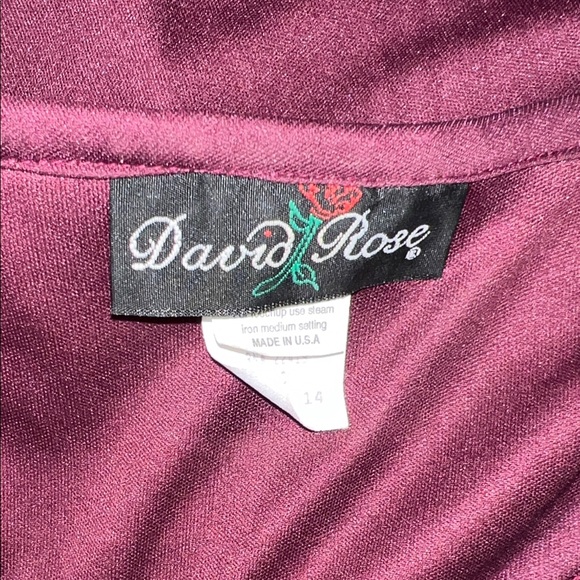 David Rose 80s Burgundy Dress with Shoulder Pads, Pleats and Bow Detail Size 14 - Picture 3 of 17